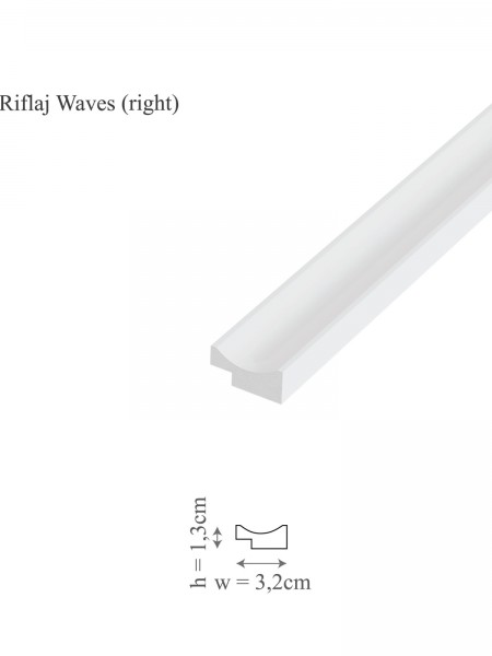 Profil dreapta riflaj decorativ, Waves R, 3.2x1.3x250 cm