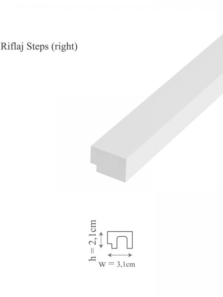 Profil dreapta riflaj decorativ, Steps R, 3.1x2.1x290 cm