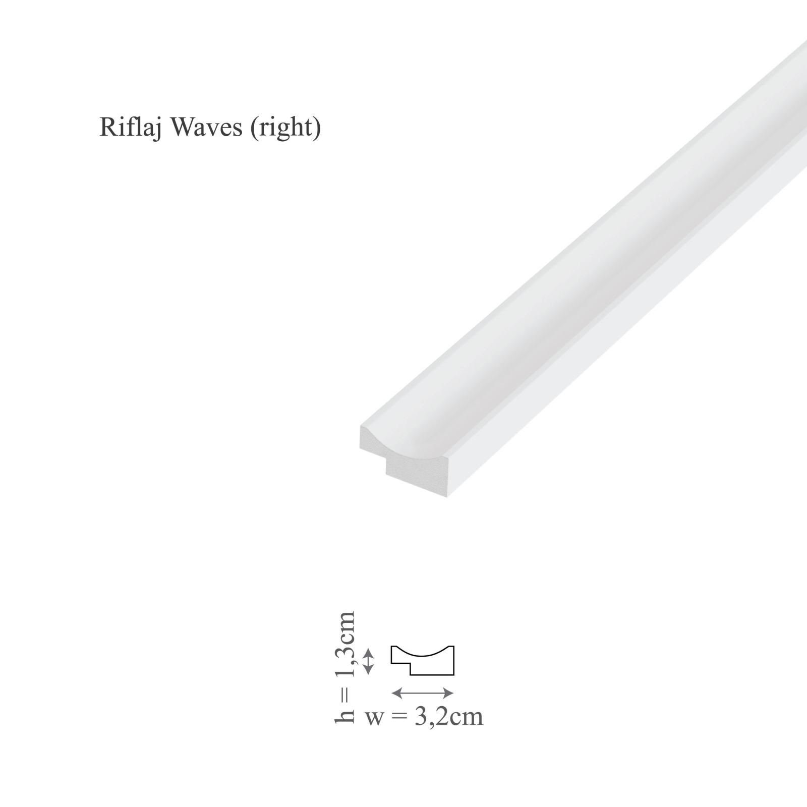 Profil dreapta riflaj decorativ, Waves R, 3.2x1.3x270 cm