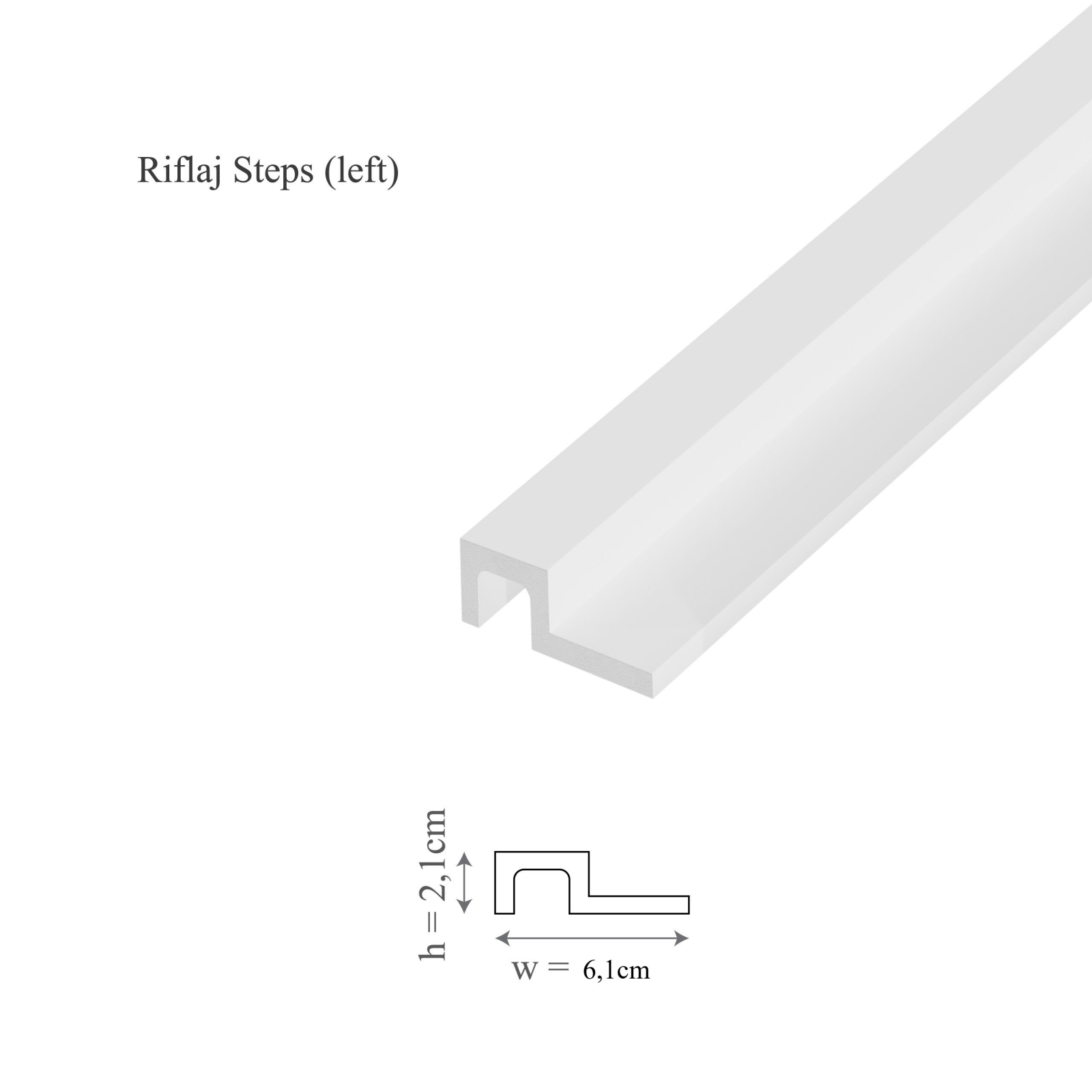 Profil stanga riflaj decorativ, Steps L, 6.1x2.1x290 cm