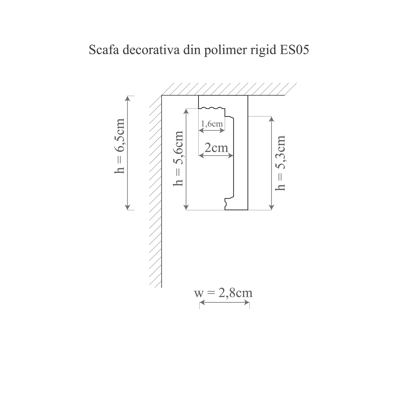 Scafa decorativa din polimer rigid ES5 - 6.5x2.8x200 cm