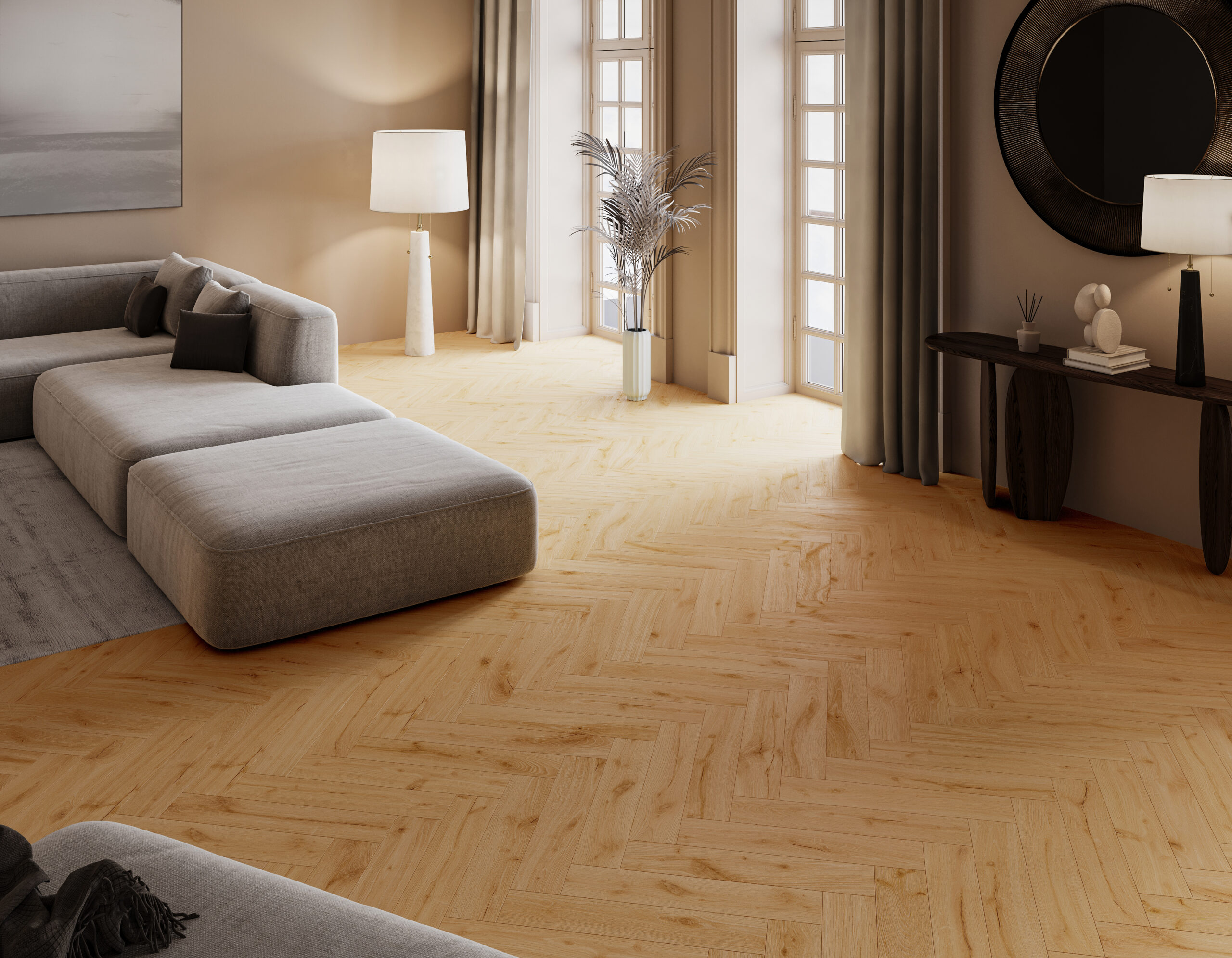 Parchet vinil SPC Stejar Ginger Herringbone