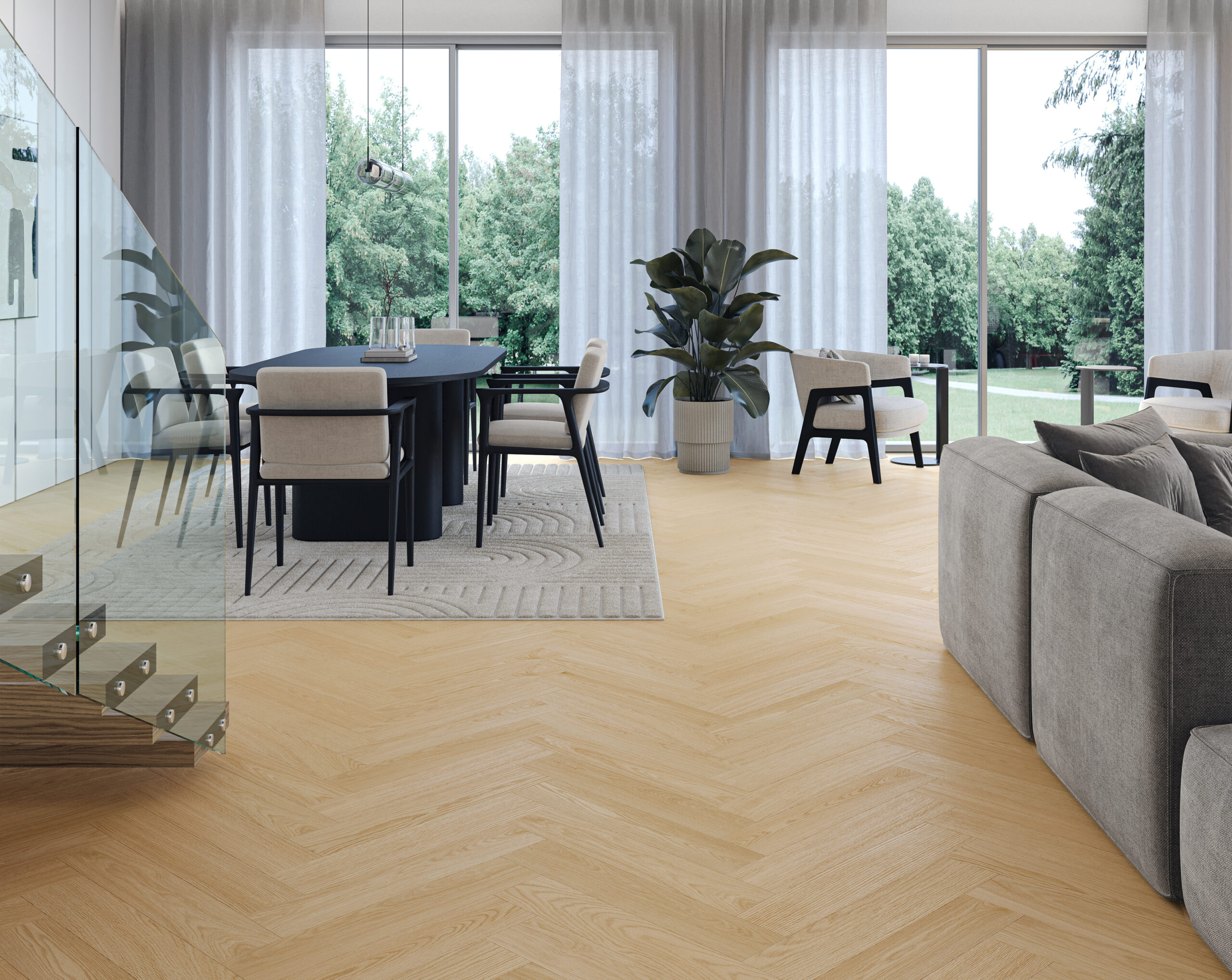 Parchet vinil SPC Stejar Cream Herringbone