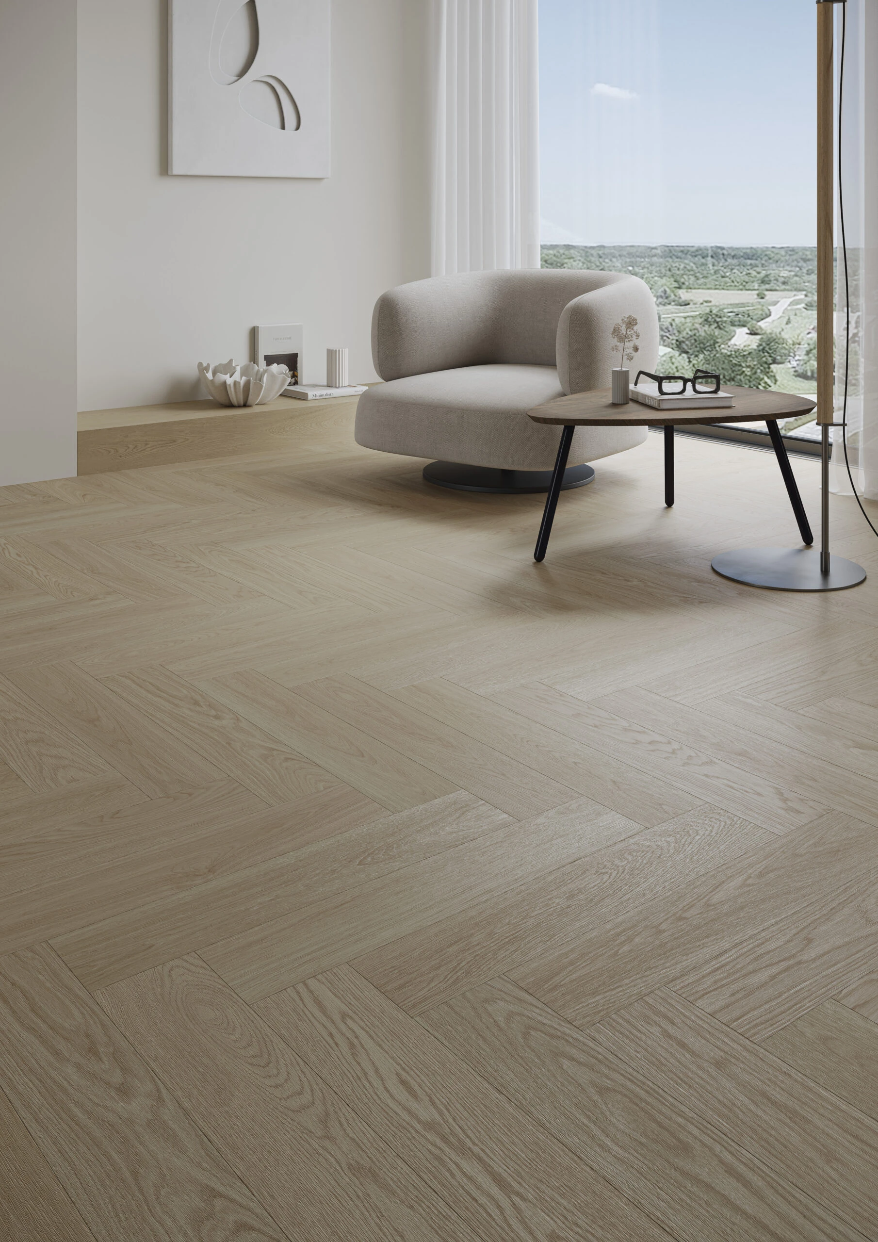 Parchet vinil SPC Stejar Flax Herringbone