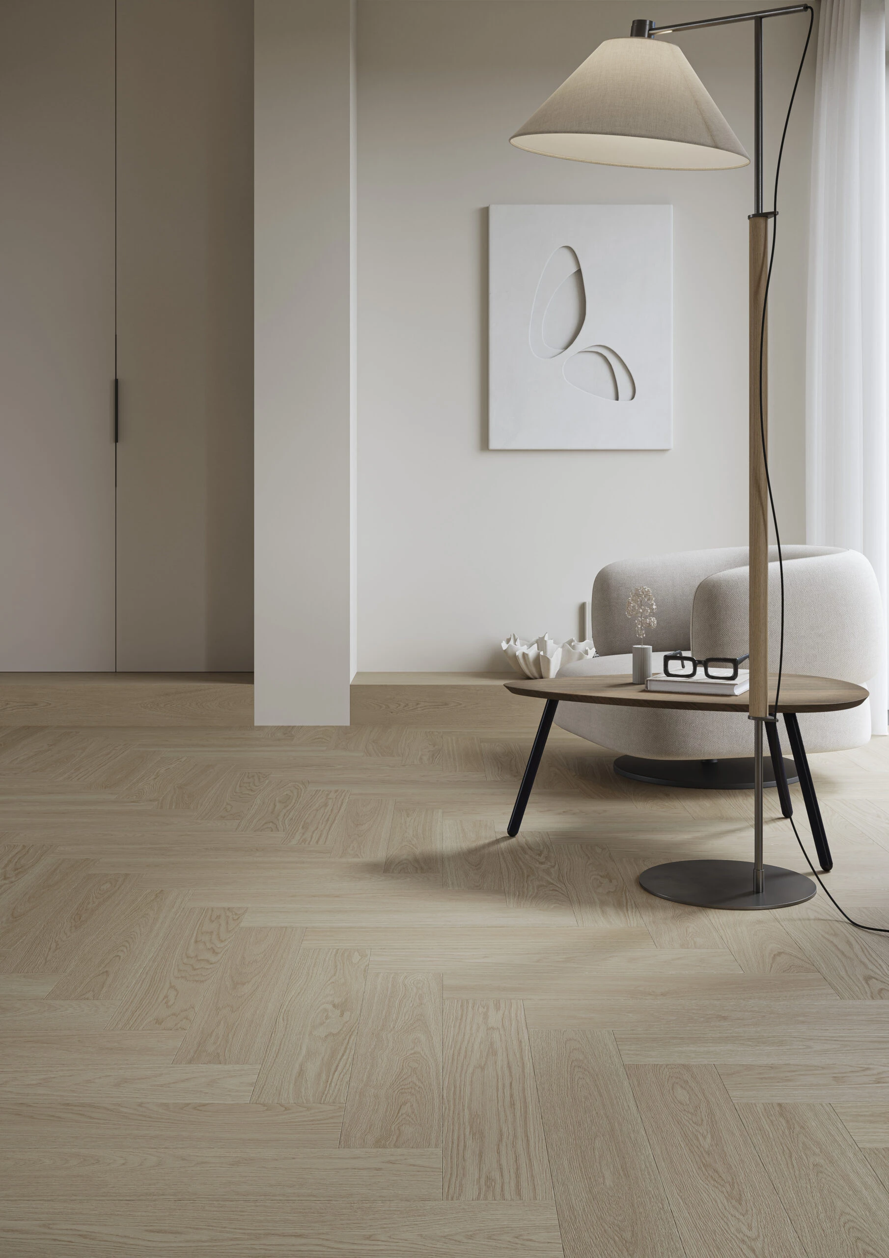 Parchet vinil SPC Stejar Flax Herringbone