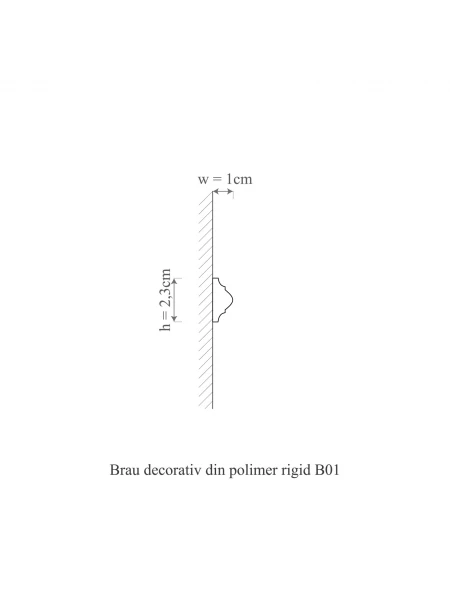 Brau decorativ din polimer rigid B1 - 2.3x1x200 cm