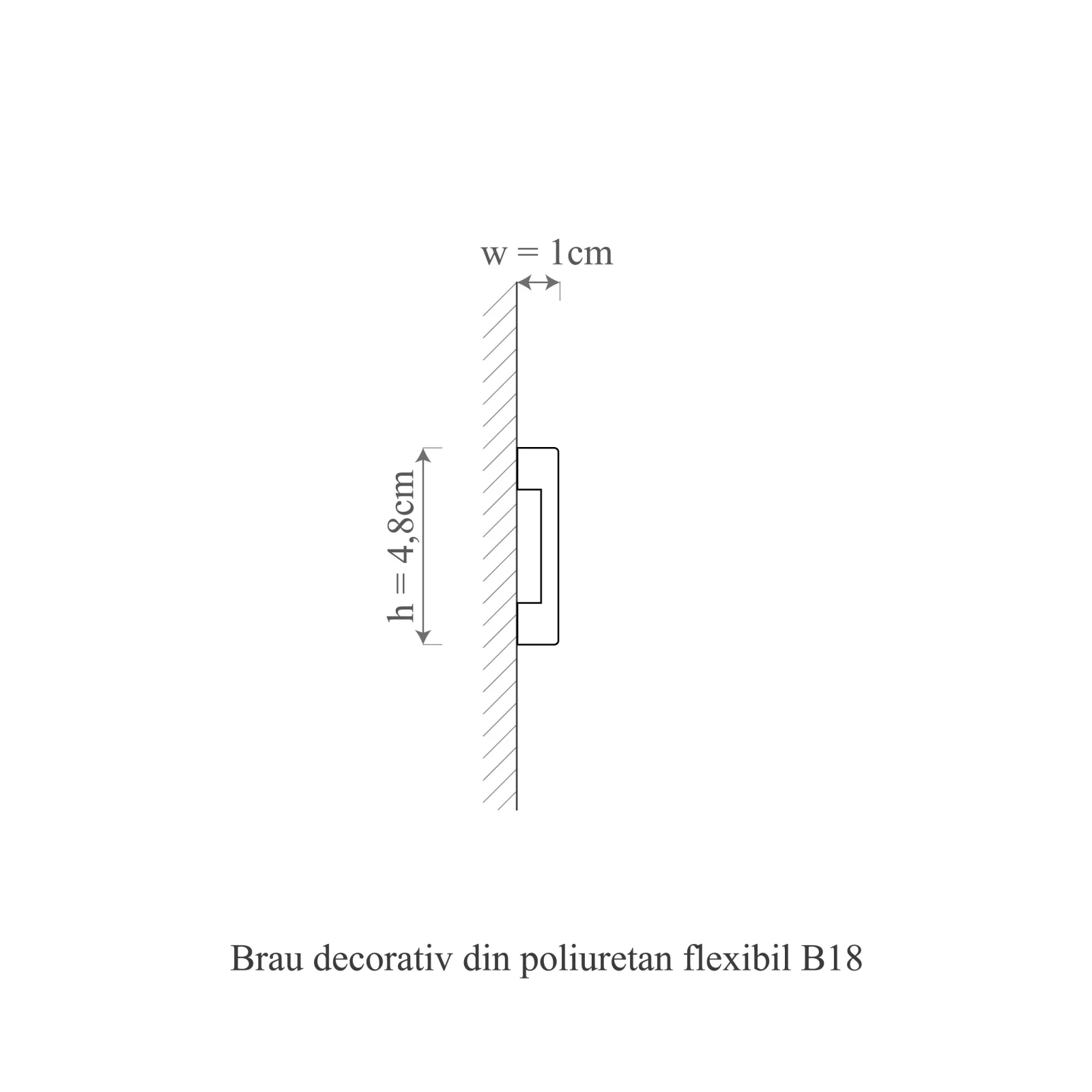 Brau decorativ din polimer rigid B18 - 4.8x1x200 cm