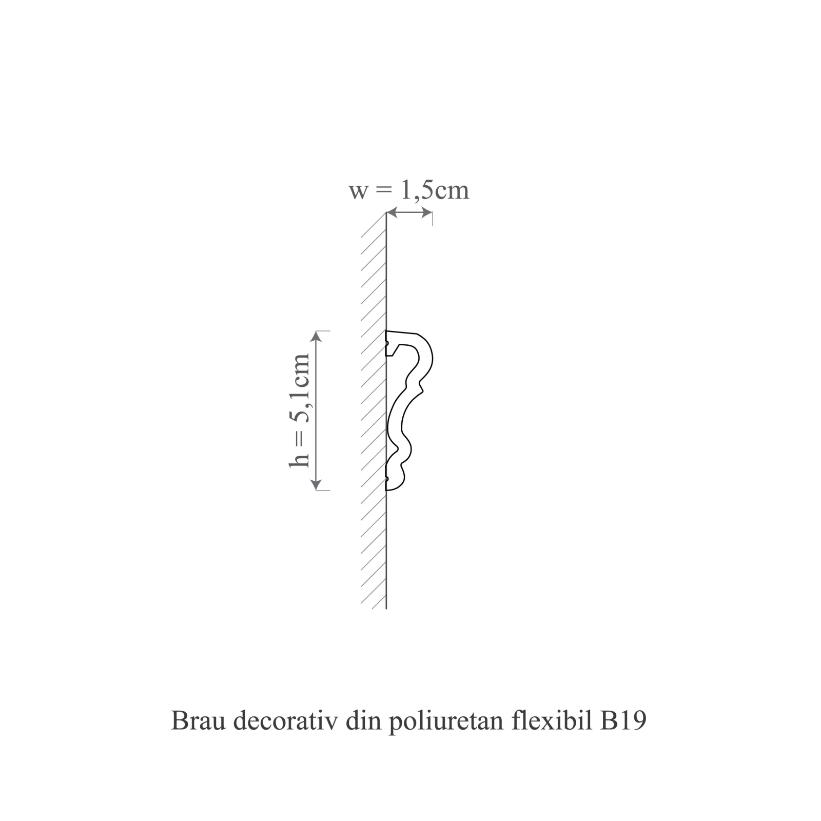 Brau decorativ din polimer rigid B19 - 5.1x1.5x200 cm