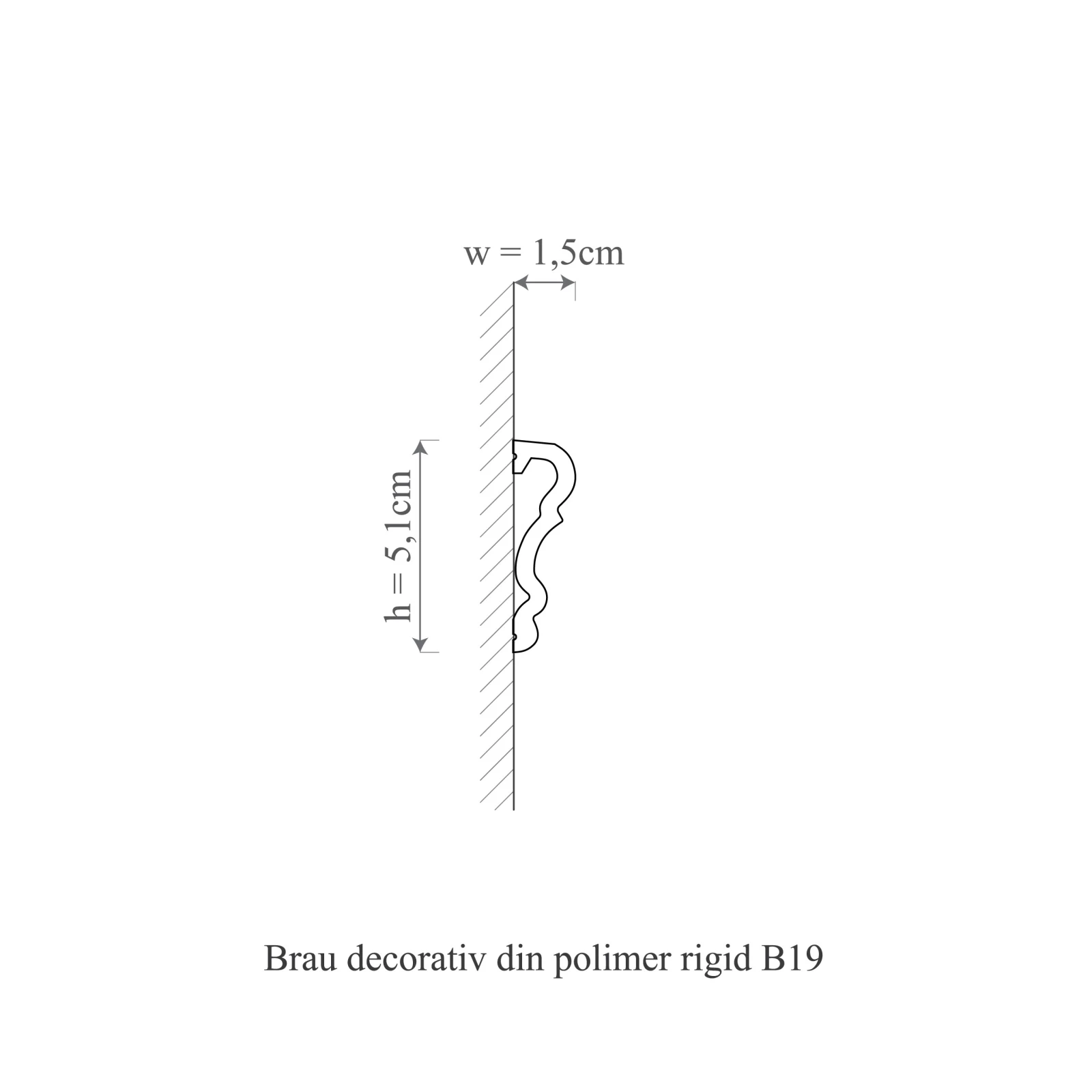 Brau decorativ din polimer rigid B19 - 5.1x1.5x200 cm
