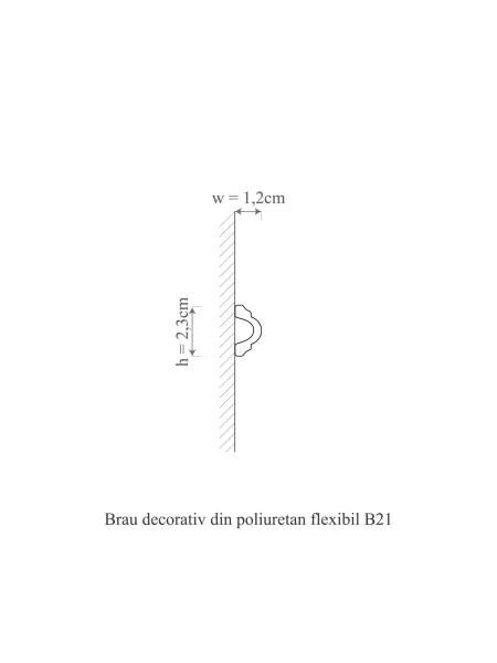 Brau decorativ din polimer rigid B21 - 2.3x1.2x200 cm