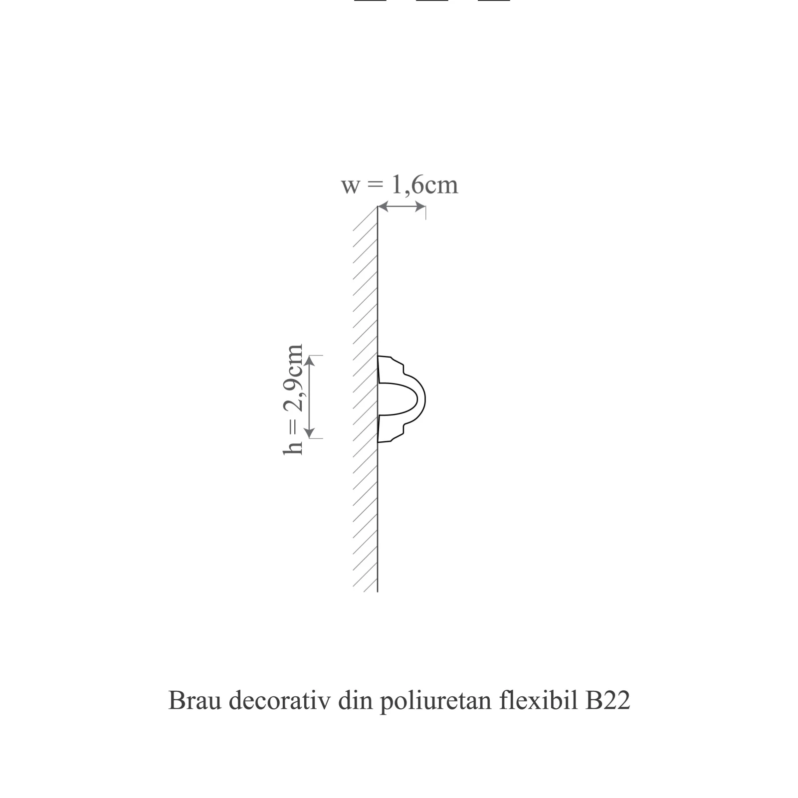 Brau decorativ din polimer rigid B22 - 2.9x1.6x200 cm