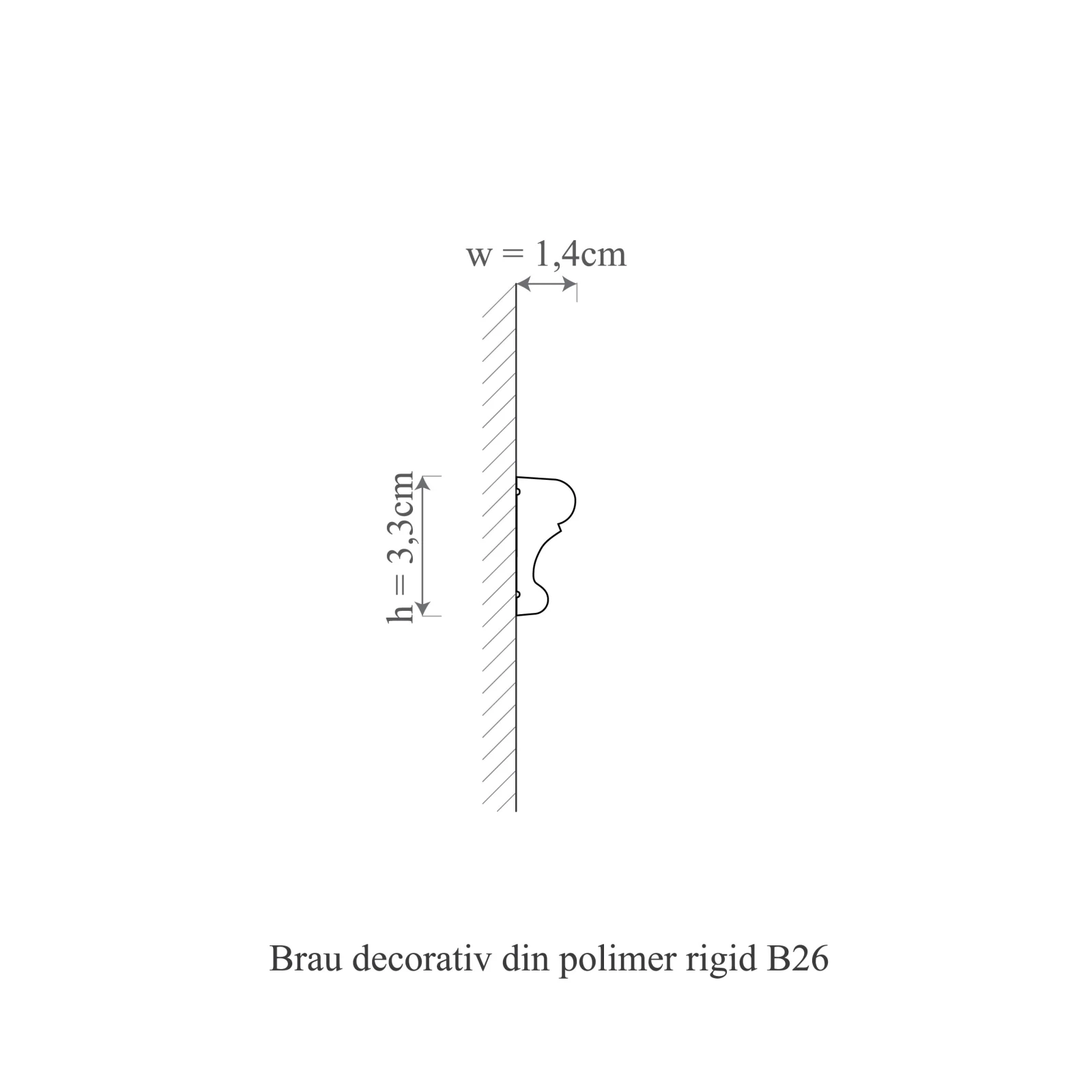Brau decorativ din polimer rigid B26 - 3.3x1.4x200 cm