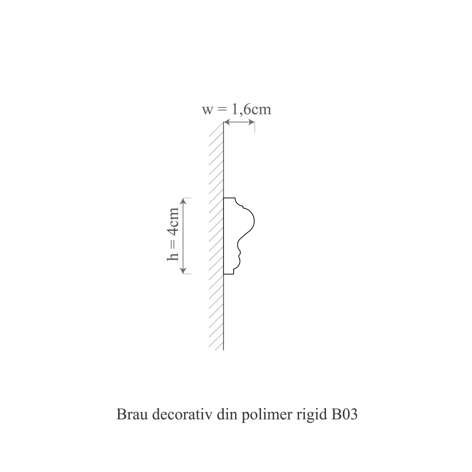Brau decorativ din polimer rigid B3 - 4x1.6x200 cm