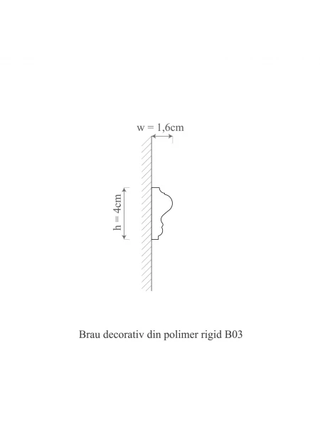 Brau decorativ din polimer rigid B3 - 4x1.6x200 cm