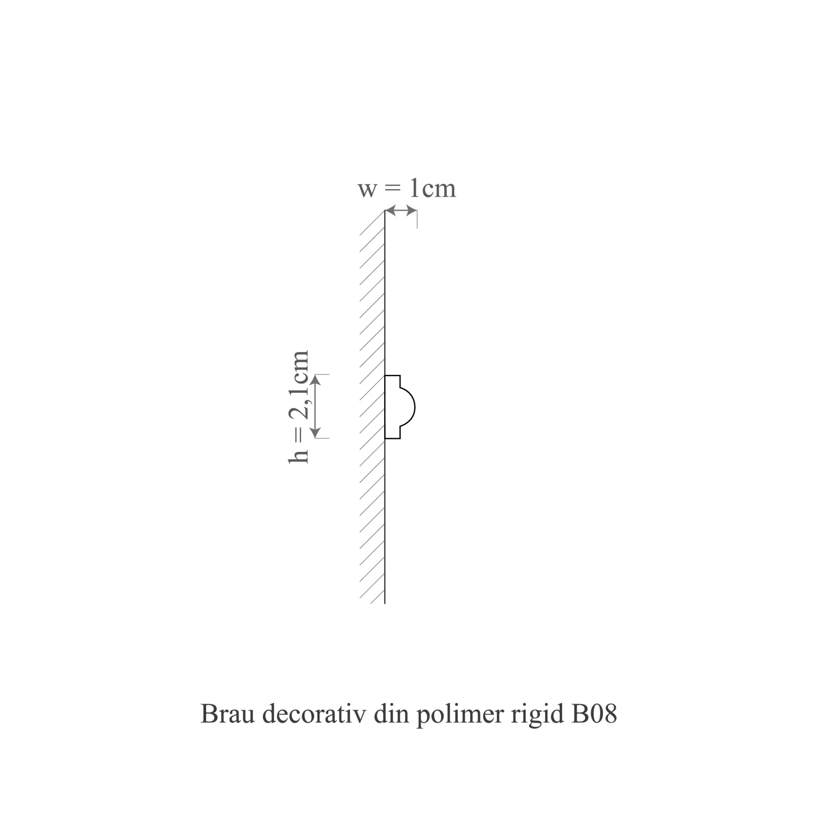 Brau decorativ din polimer rigid B8 - 2.1x1x200 cm