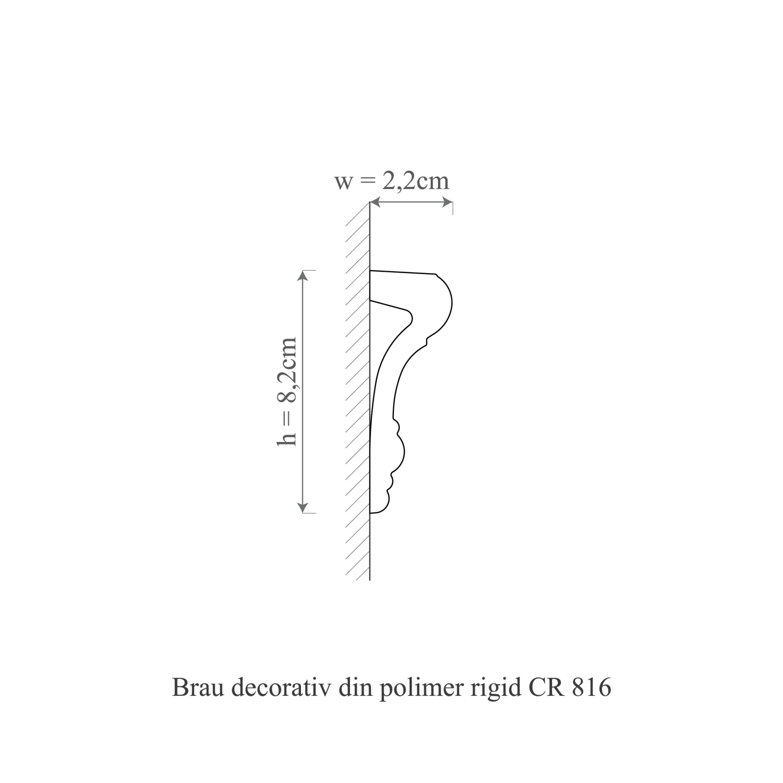 Brau decorativ din poliuretan CR816 - 8.2x2.2x200 cm