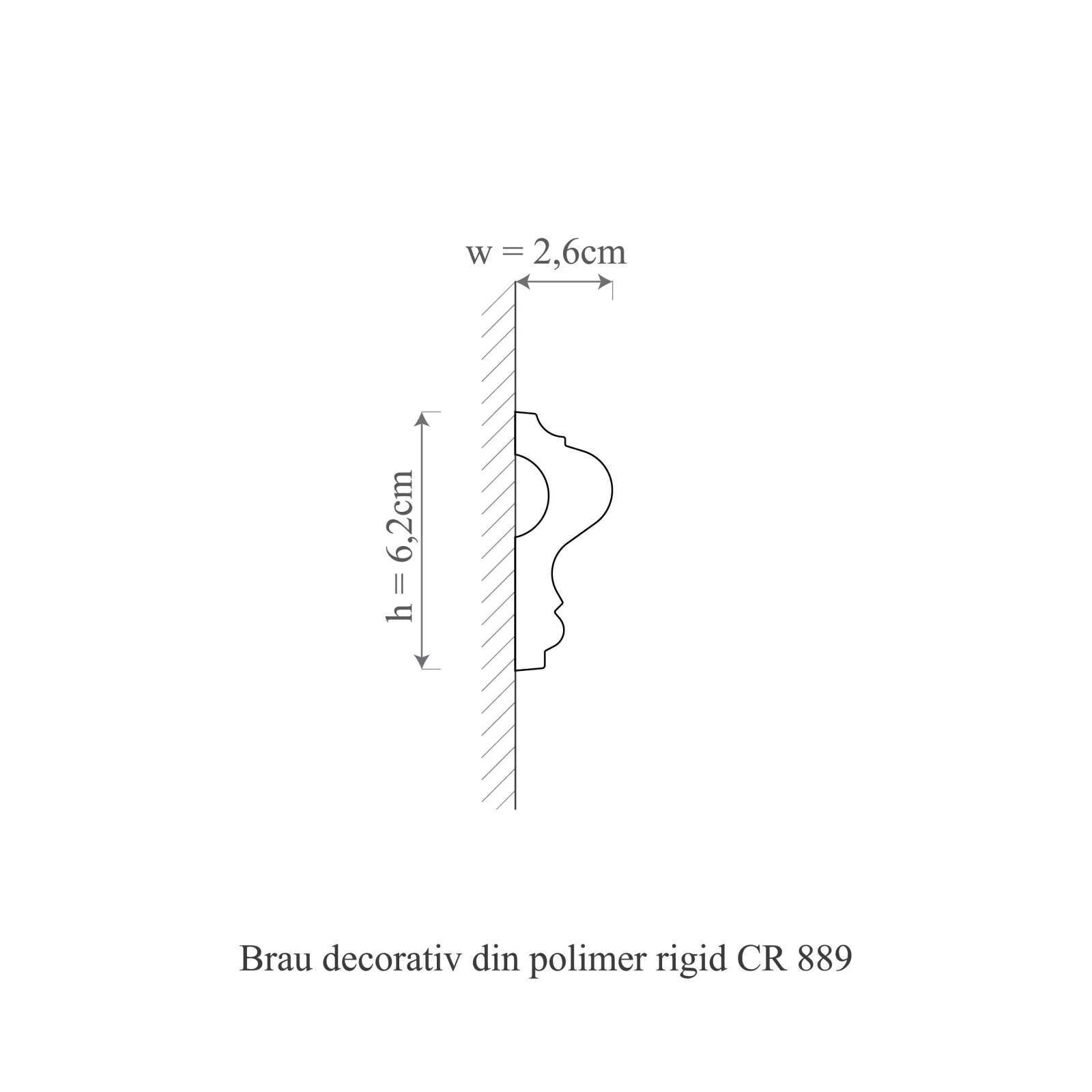 Brau decorativ din poliuretan CR889 - 6.2x2.6x200 cm