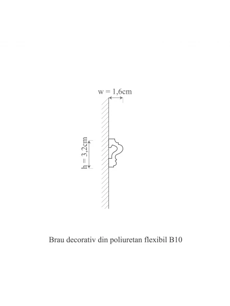 Brau decorativ din poliuretan flexibil B10F - 3.2x1.6x200 cm