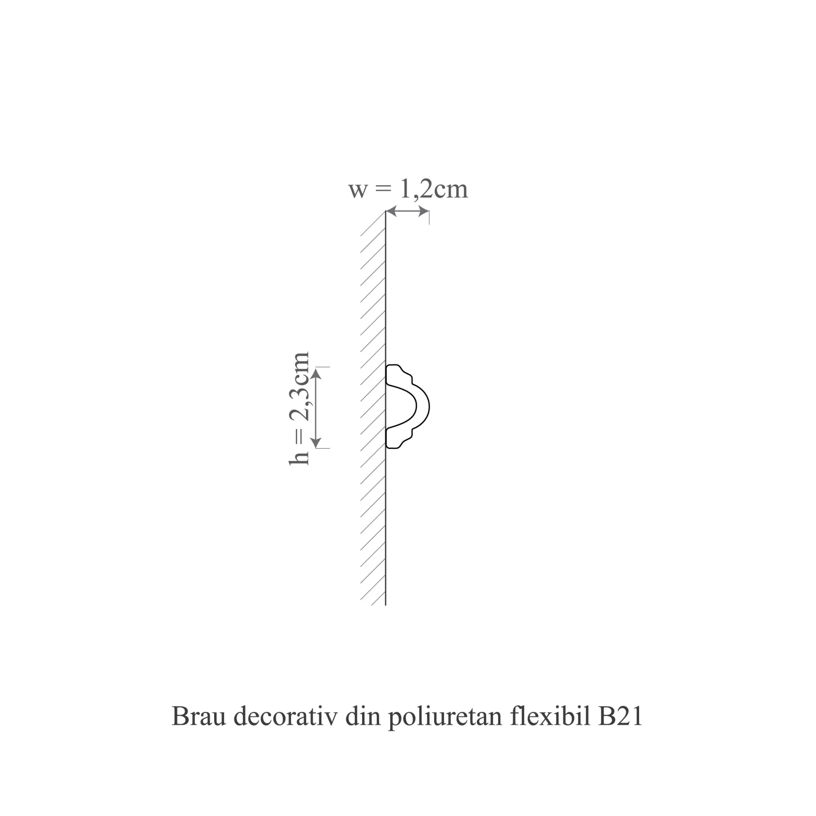 Brau decorativ din poliuretan flexibil B21F - 2.3x1.2x200 cm