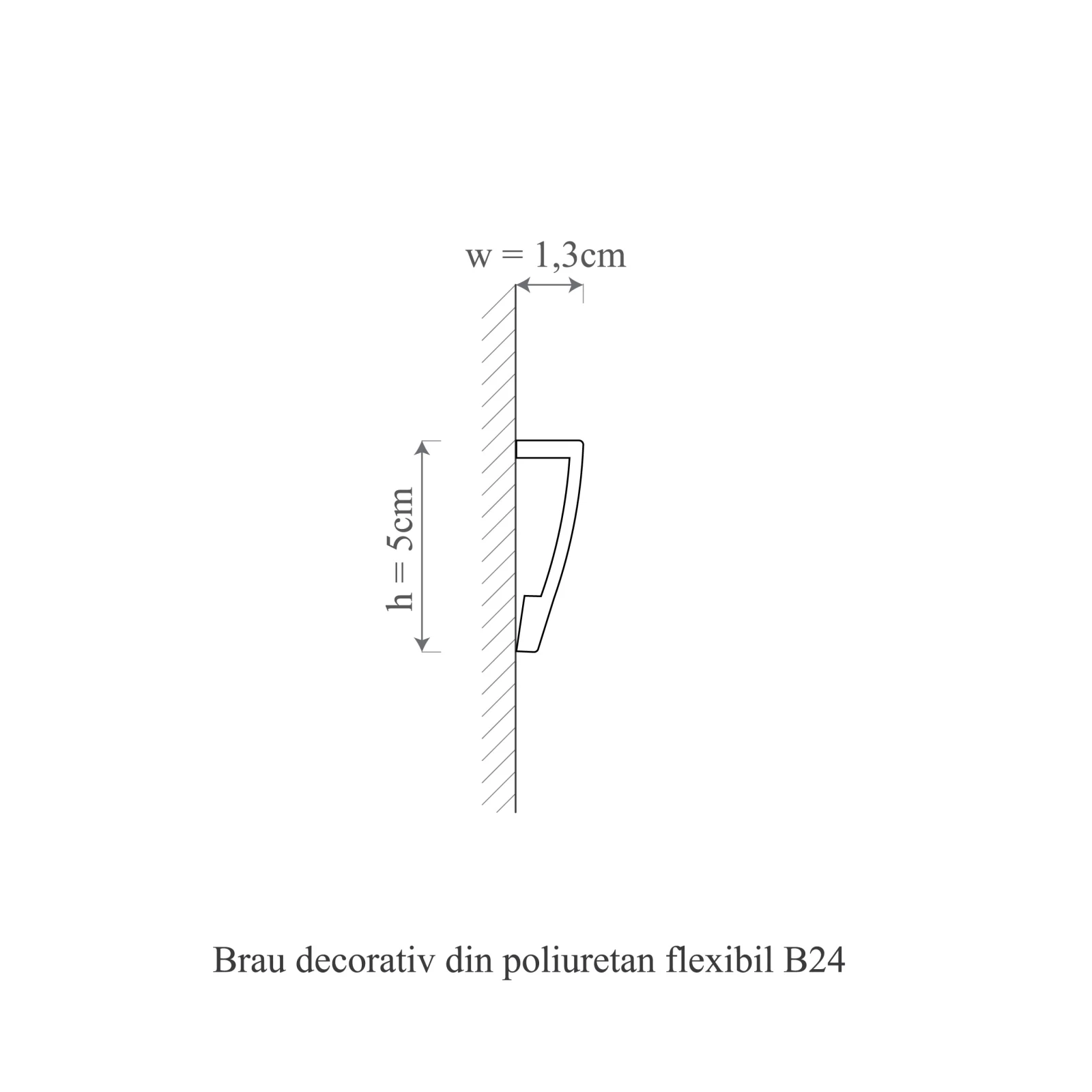 Brau decorativ din poliuretan flexibil B24F - 5x1.3x200 cm