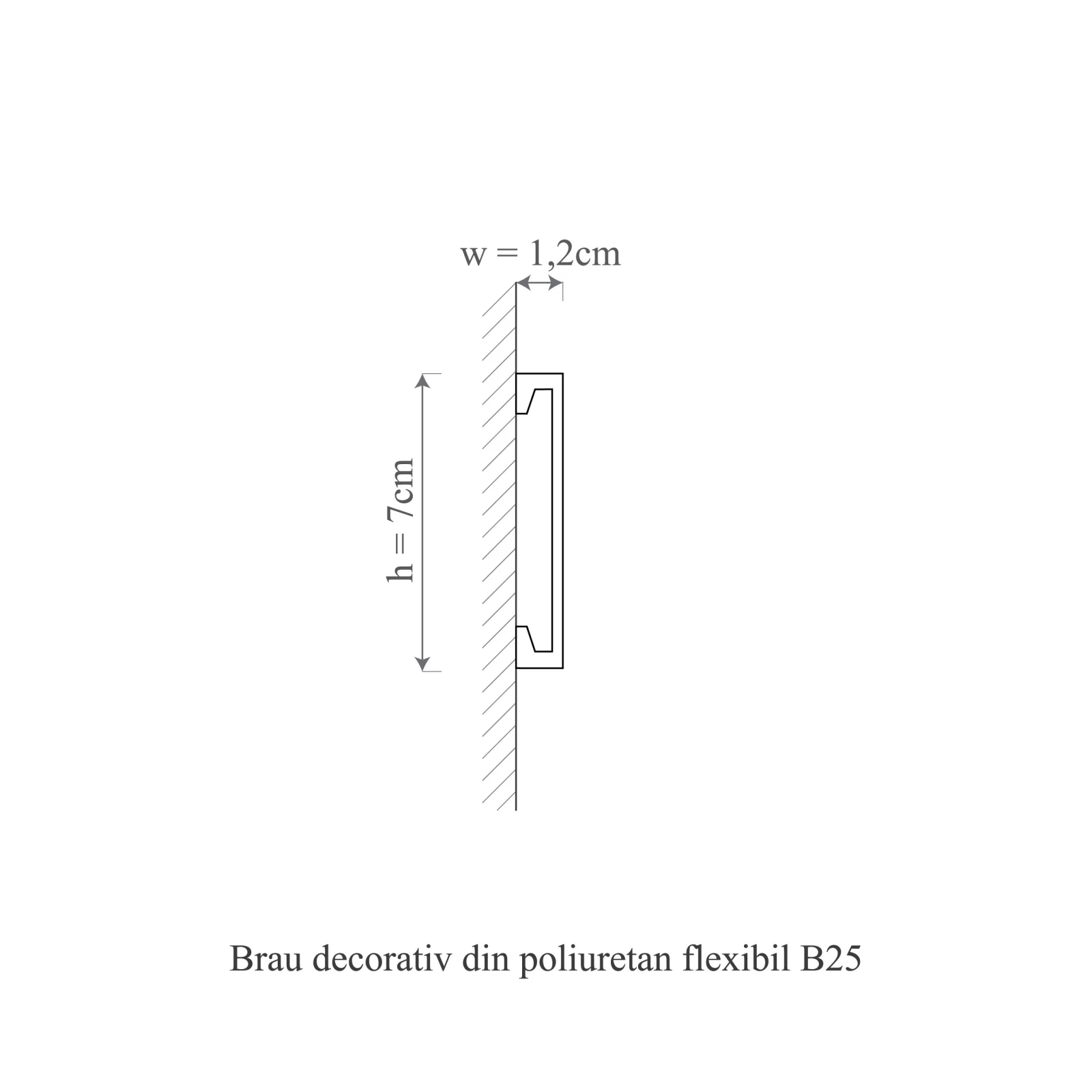 Brau decorativ din poliuretan flexibil B25F - 7x1.2x200 cm
