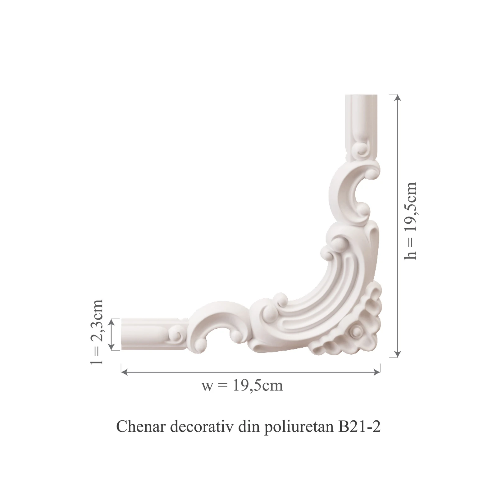 Chenar decorativ din poliuretan B21-2 - 19.5x19.5x1.2 cm