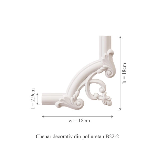 Chenar decorativ din poliuretan B22-2 - 18x18x1.6 cm