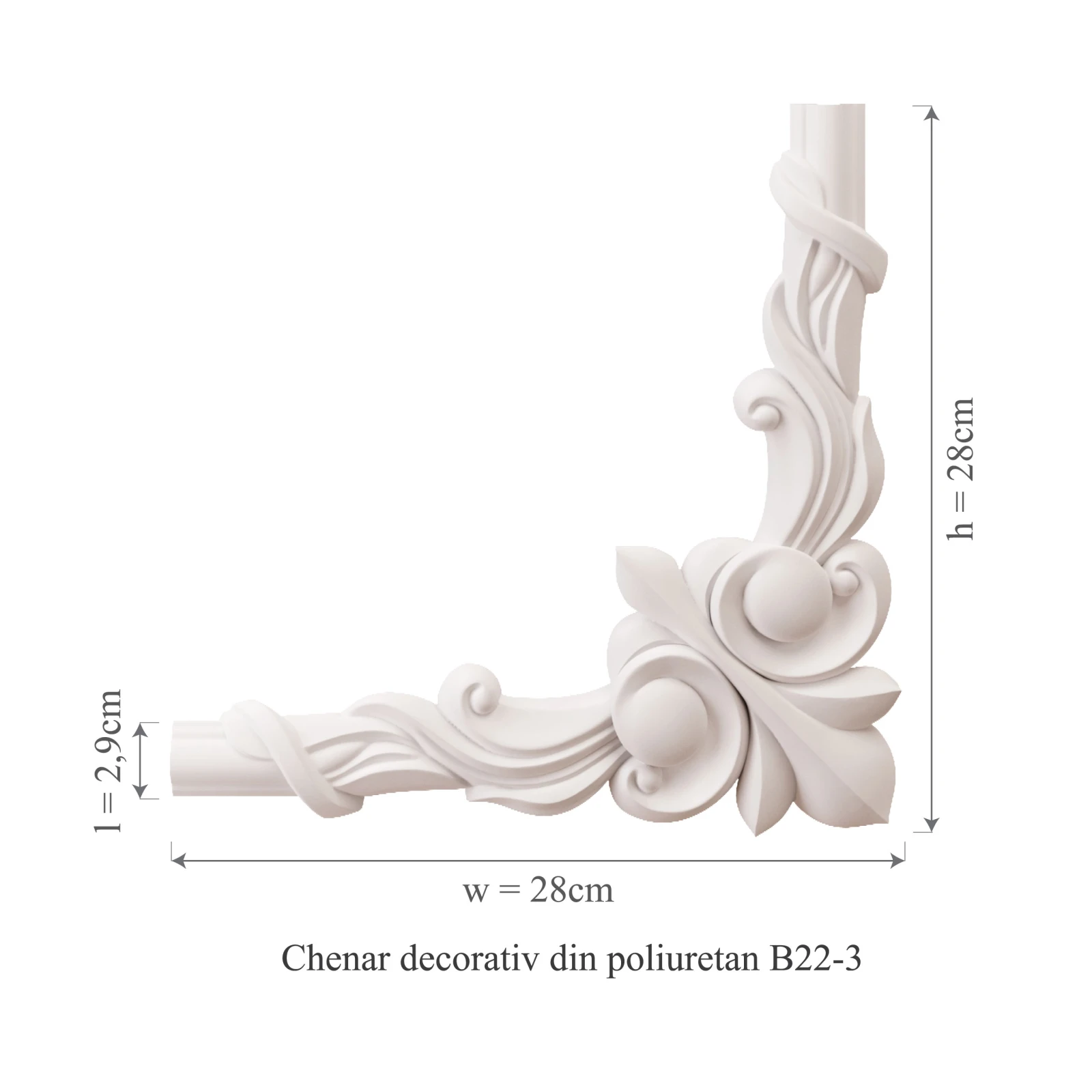 Chenar decorativ din poliuretan B22-3 - 28x28x1.6 cm