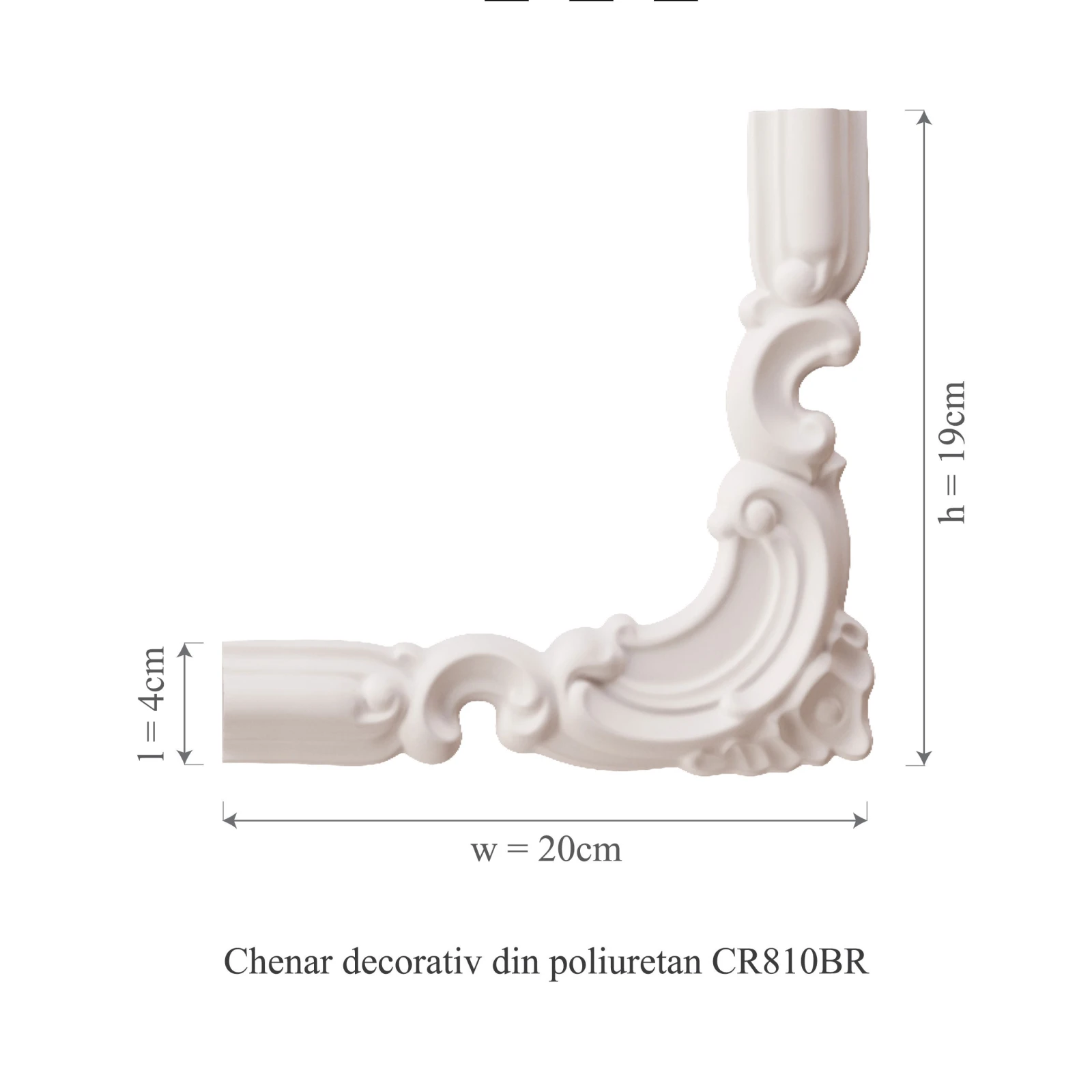 Chenar decorativ din poliuretan CR810BR - 20x1.8x19 cm