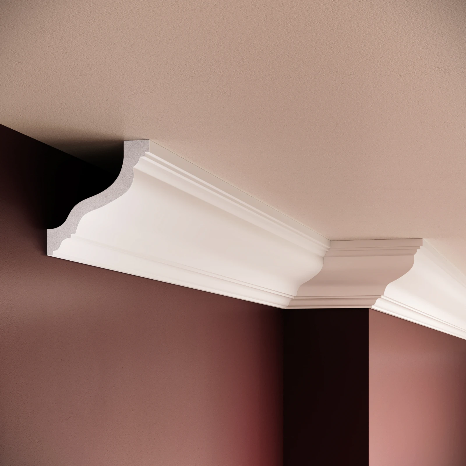 Cornisa decorativa din polimer rigid C10 - 7.8x7.8x200 cm