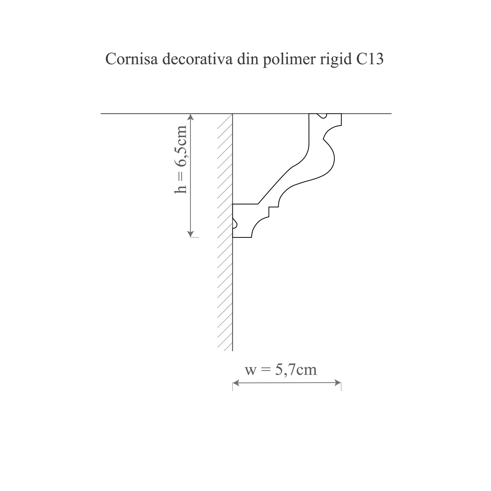 Cornisa decorativa din polimer rigid C13 - 6.5x5.7x200 cm