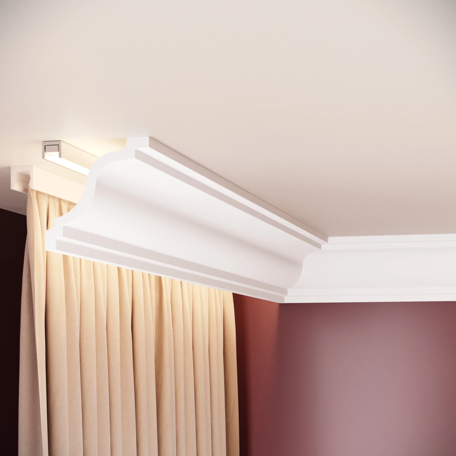 Cornisa decorativa din polimer rigid C15 - 8x8x200 cm