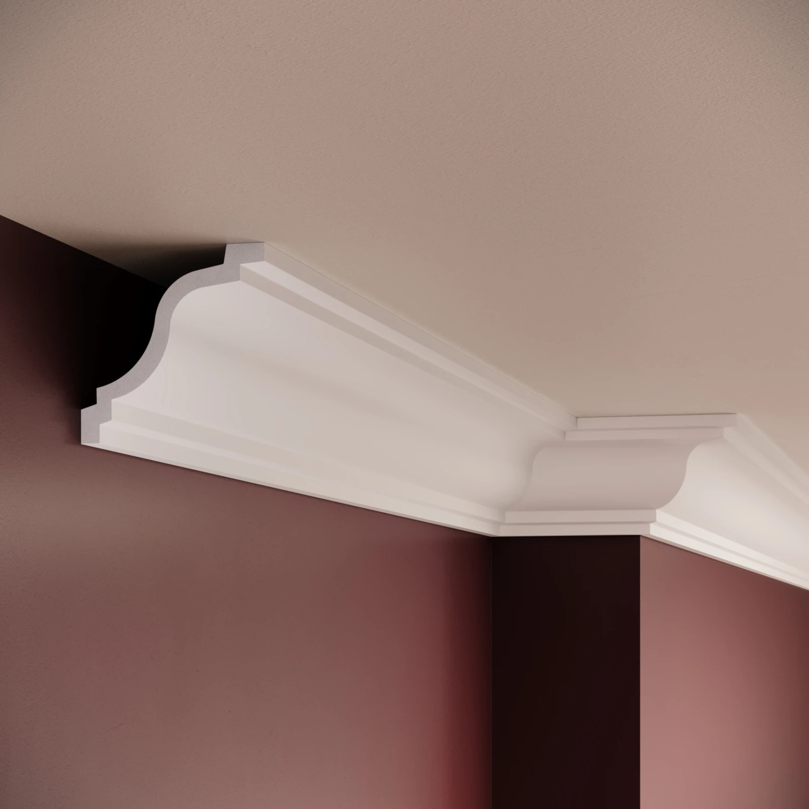 Cornisa decorativa din polimer rigid C15 - 8x8x200 cm