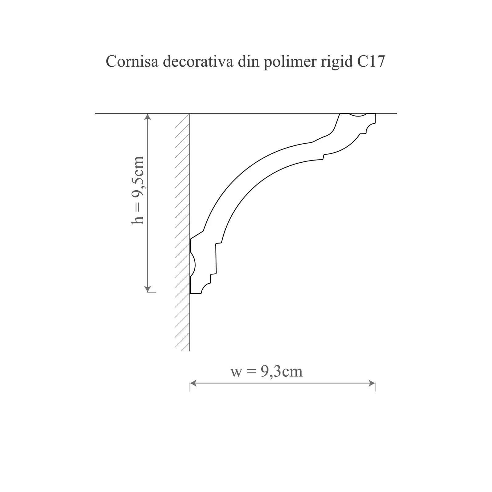 Cornisa decorativa din polimer rigid C17 - 9.3x9.5x200 cm