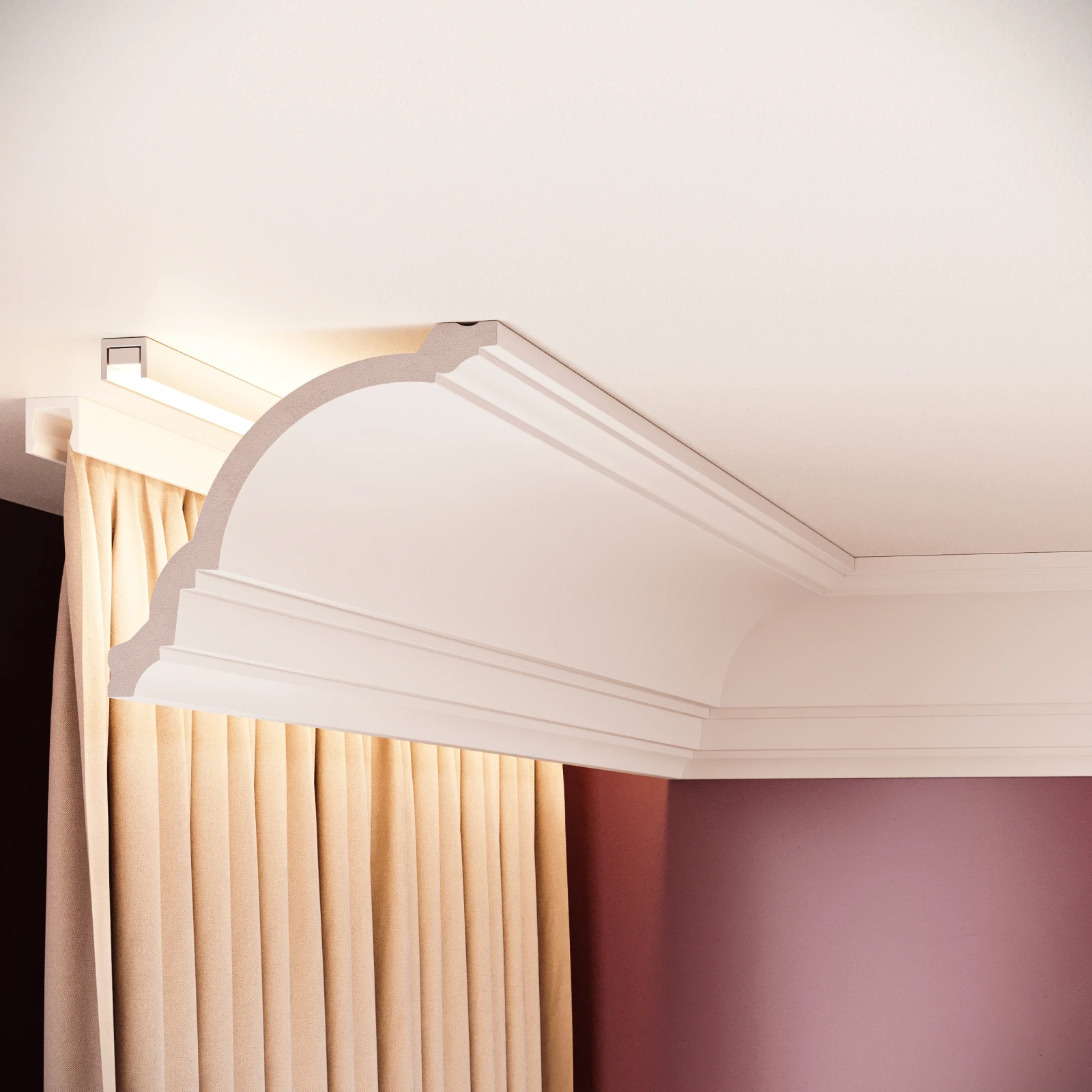 Cornisa decorativa din polimer rigid C18 - 11x12.4x200 cm