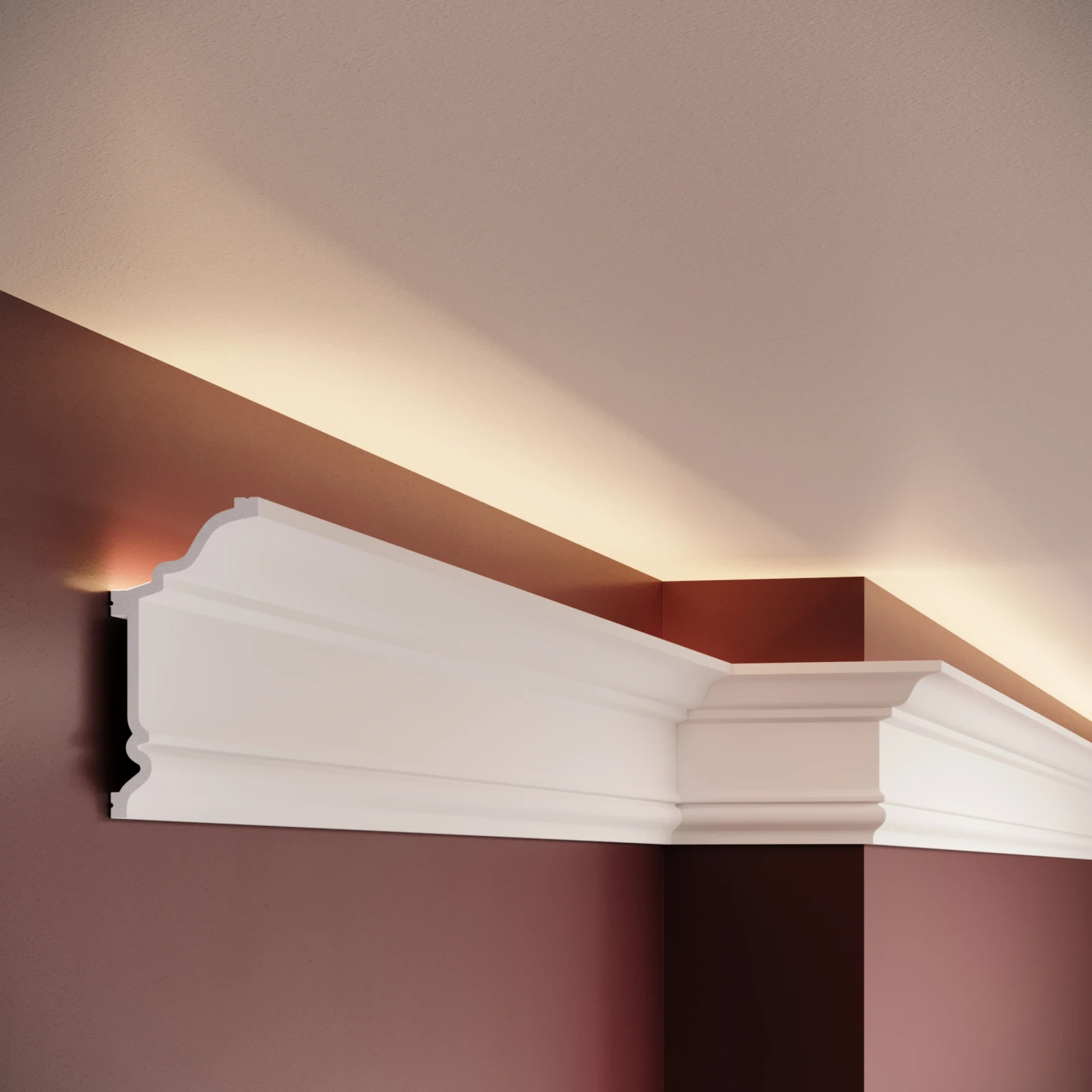 Cornisa decorativa din polimer rigid C19 - 9.7x4.8x200 cm