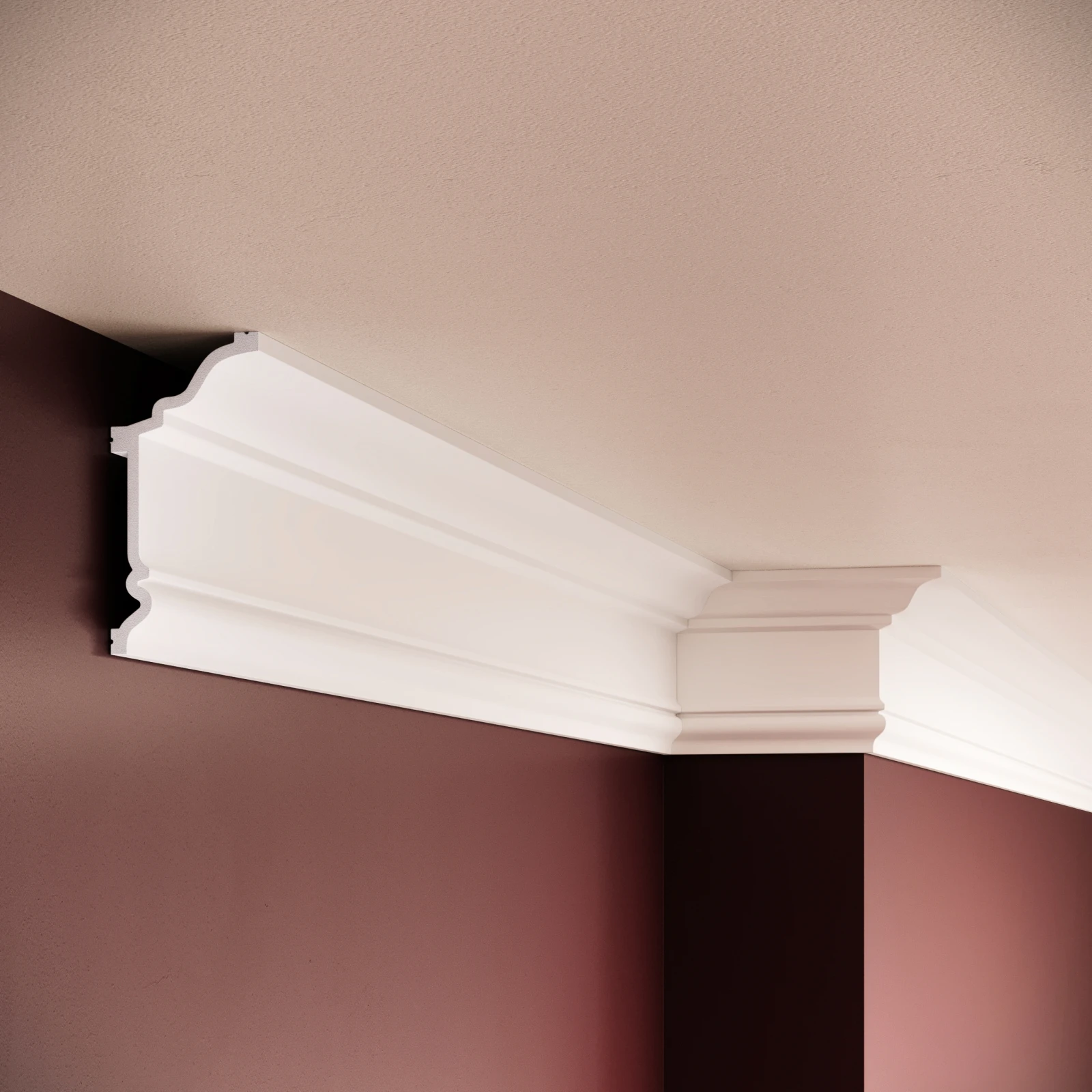 Cornisa decorativa din polimer rigid C19 - 9.7x4.8x200 cm