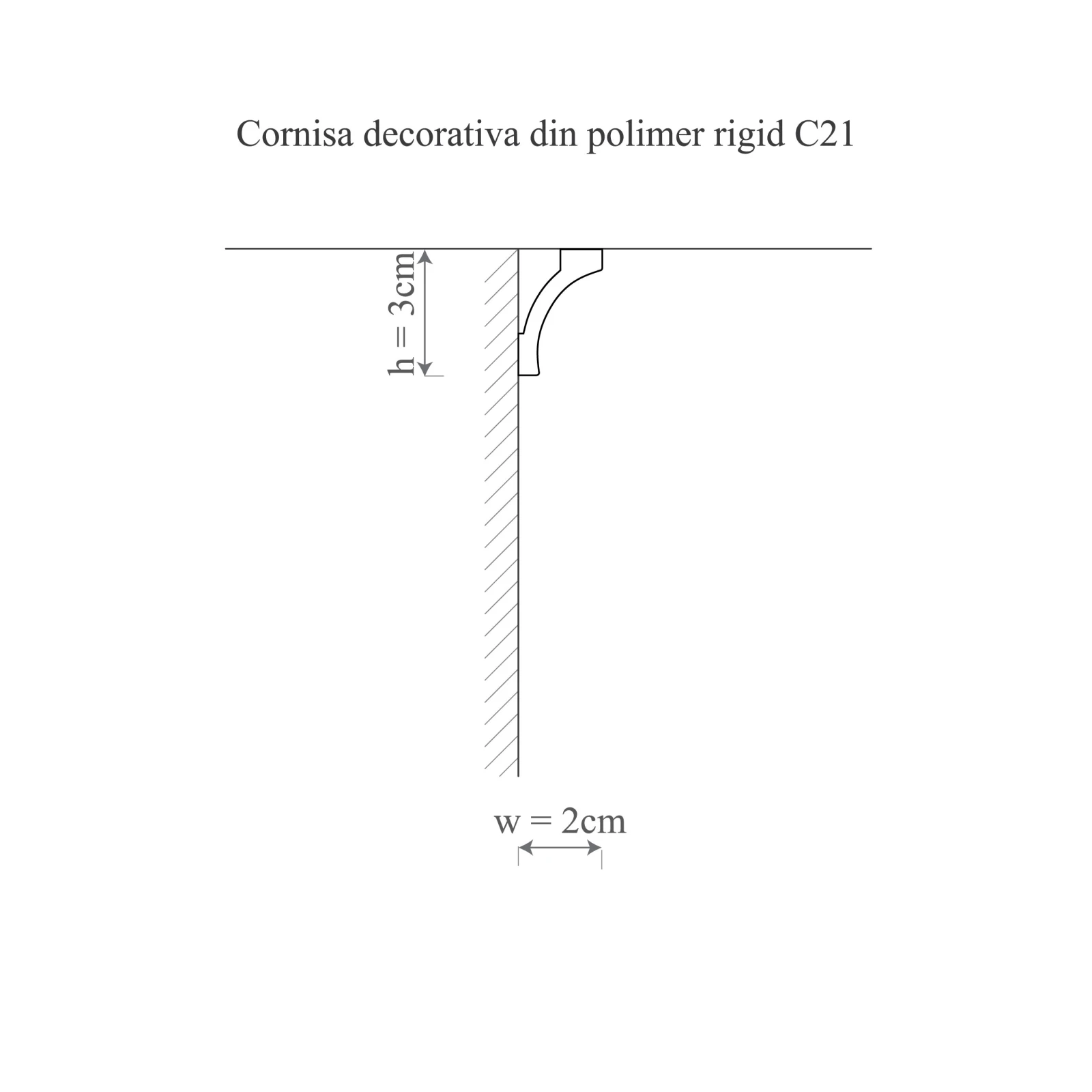 Cornisa decorativa din polimer rigid C21 - 3x2x200 cm