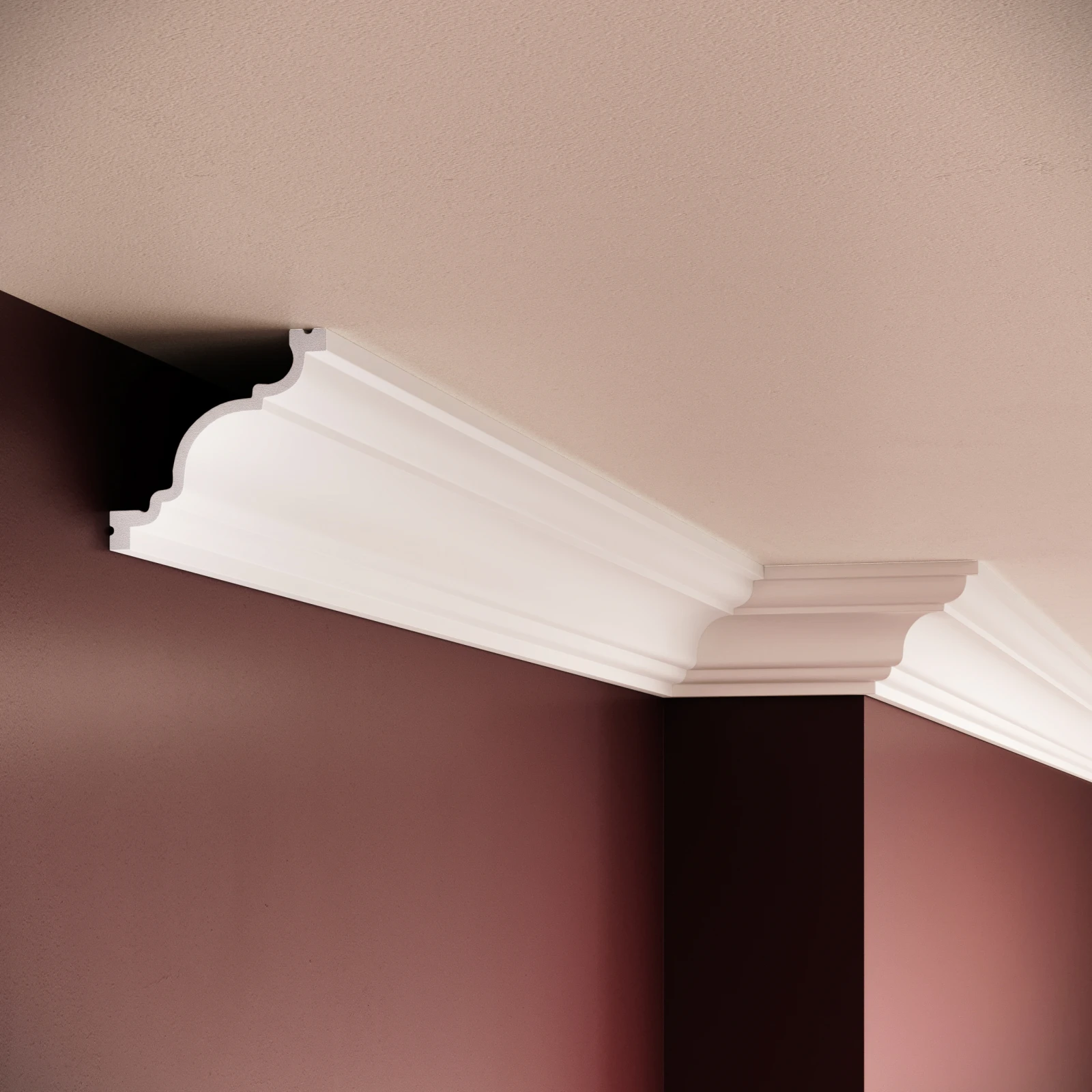 Cornisa decorativa din polimer rigid C22 - 6.5x7x200 cm