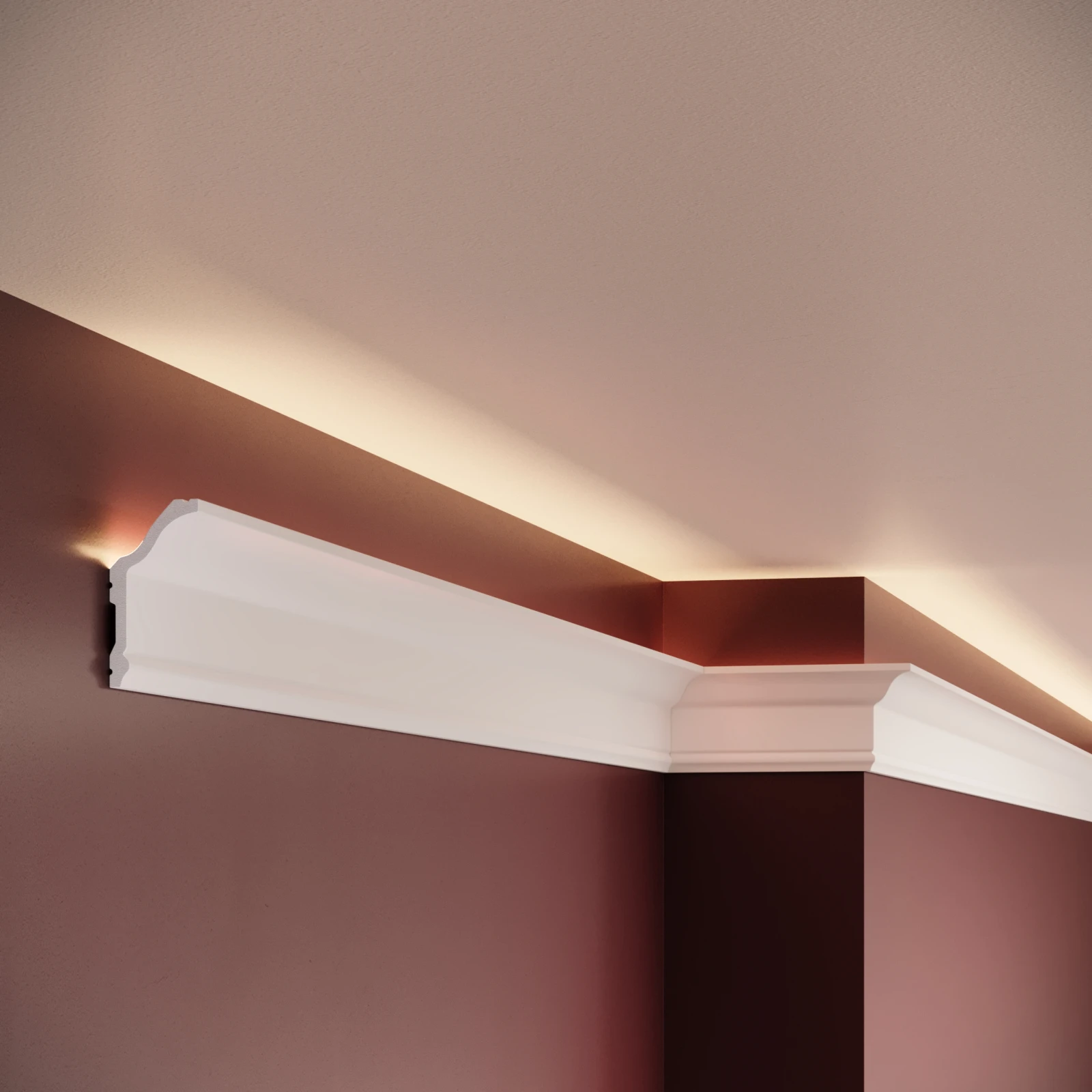 Cornisa decorativa din polimer rigid C23 - 5.7x2.9x200 cm