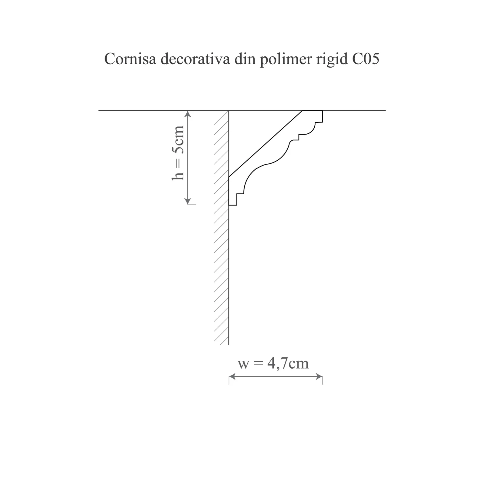 Cornisa decorativa din polimer rigid C5 - 5x4.7x200 cm