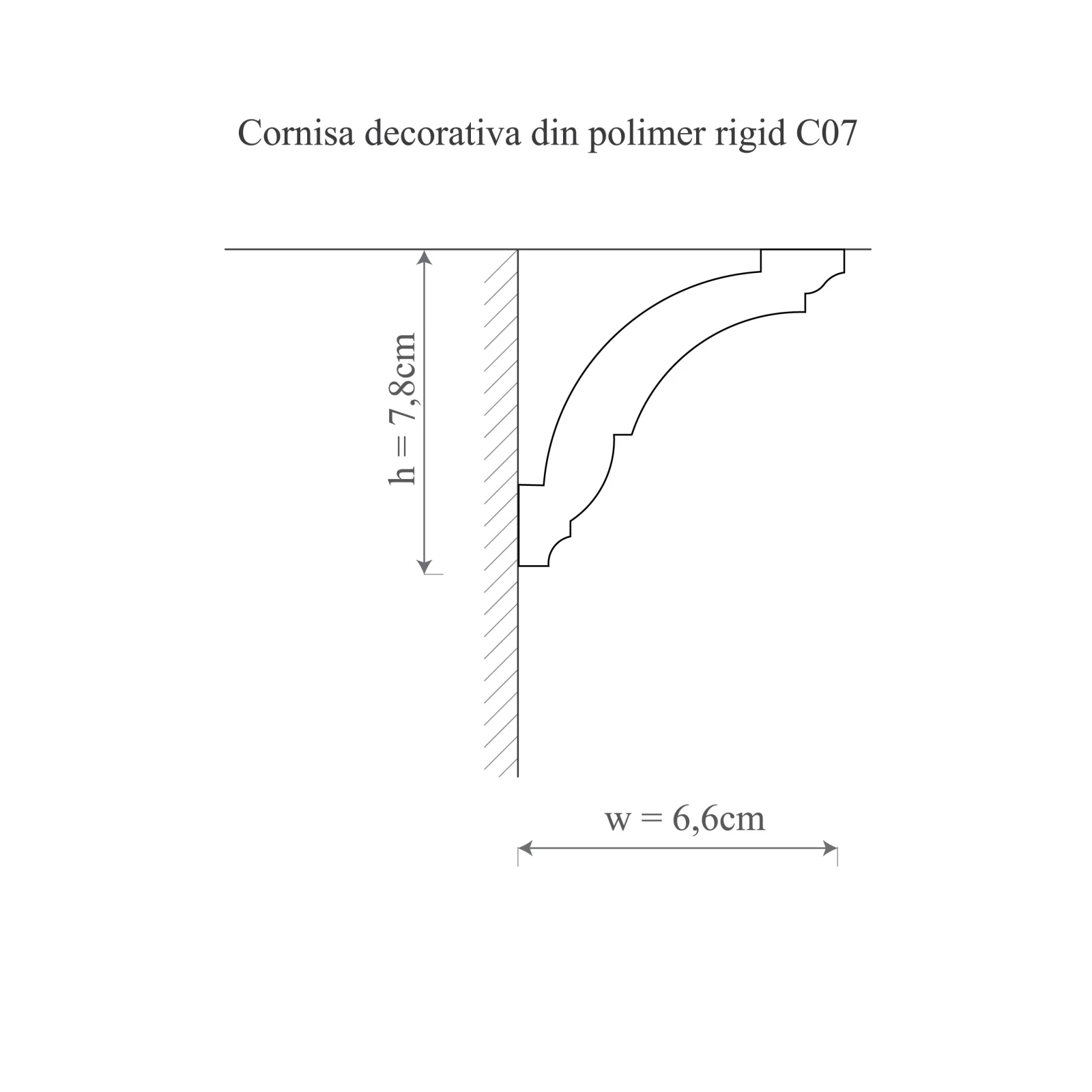Cornisa decorativa din polimer rigid C7 - 7.8x6.6x200 cm