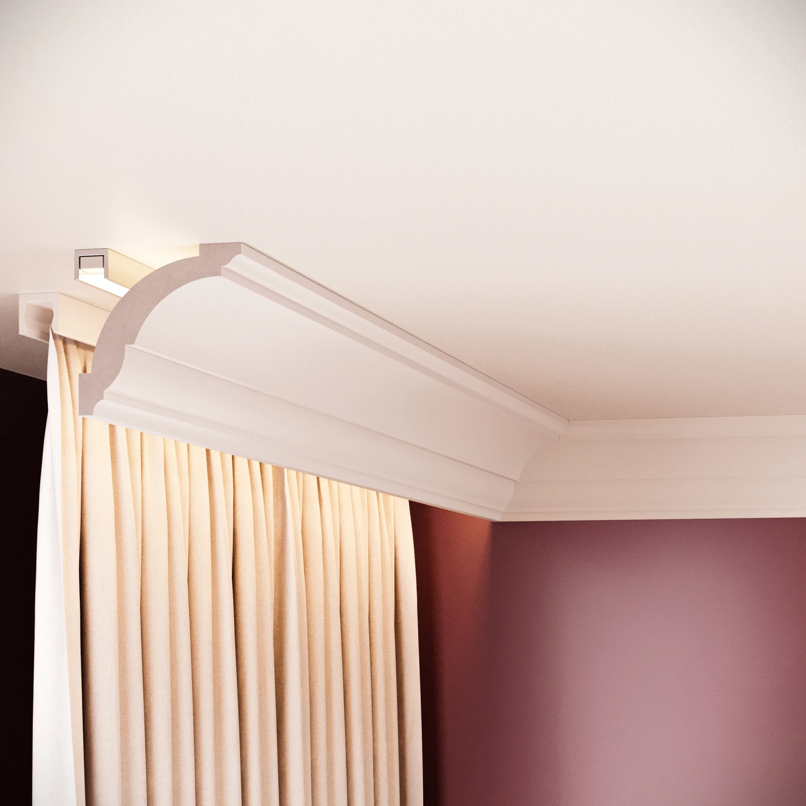 Cornisa decorativa din polimer rigid C7 - 7.8x6.6x200 cm