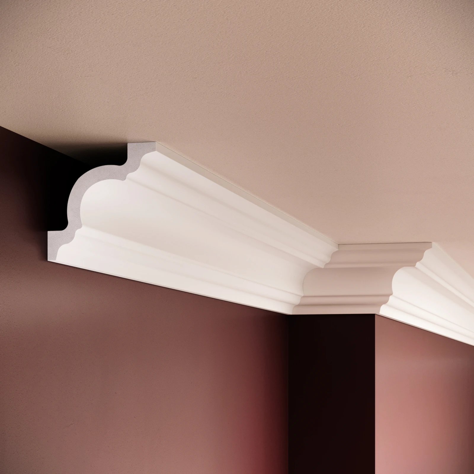 Cornisa decorativa din polimer rigid C8 - 8x8x200 cm