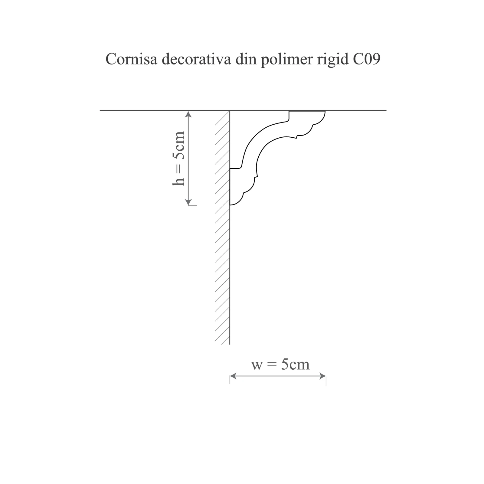 Cornisa decorativa din polimer rigid C9 - 5x5x200 cm