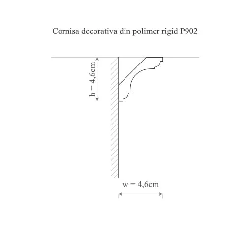 Cornisa decorativa din poliuretan P902 - 4.6x4.6x200 cm