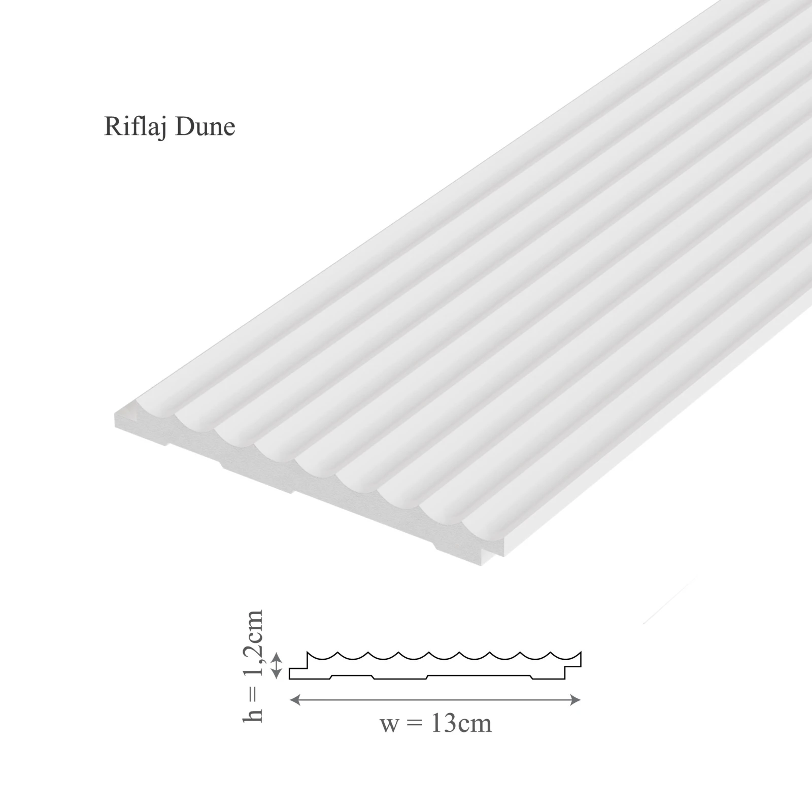 Panou riflaj decorativ 3D din polimer rigid, model Dune - 13x1.2x250 cm