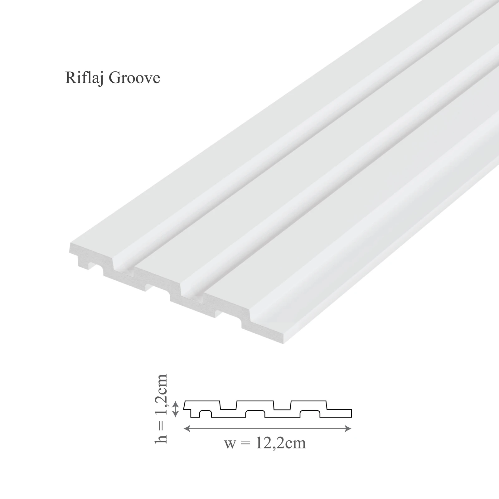 Panou riflaj decorativ 3D din polimer rigid, model Groove - 12.2x1.2x250 cm