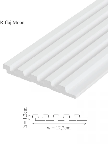 Panou riflaj decorativ 3D din polimer rigid, model Moon - 12.2x1.2x250 cm