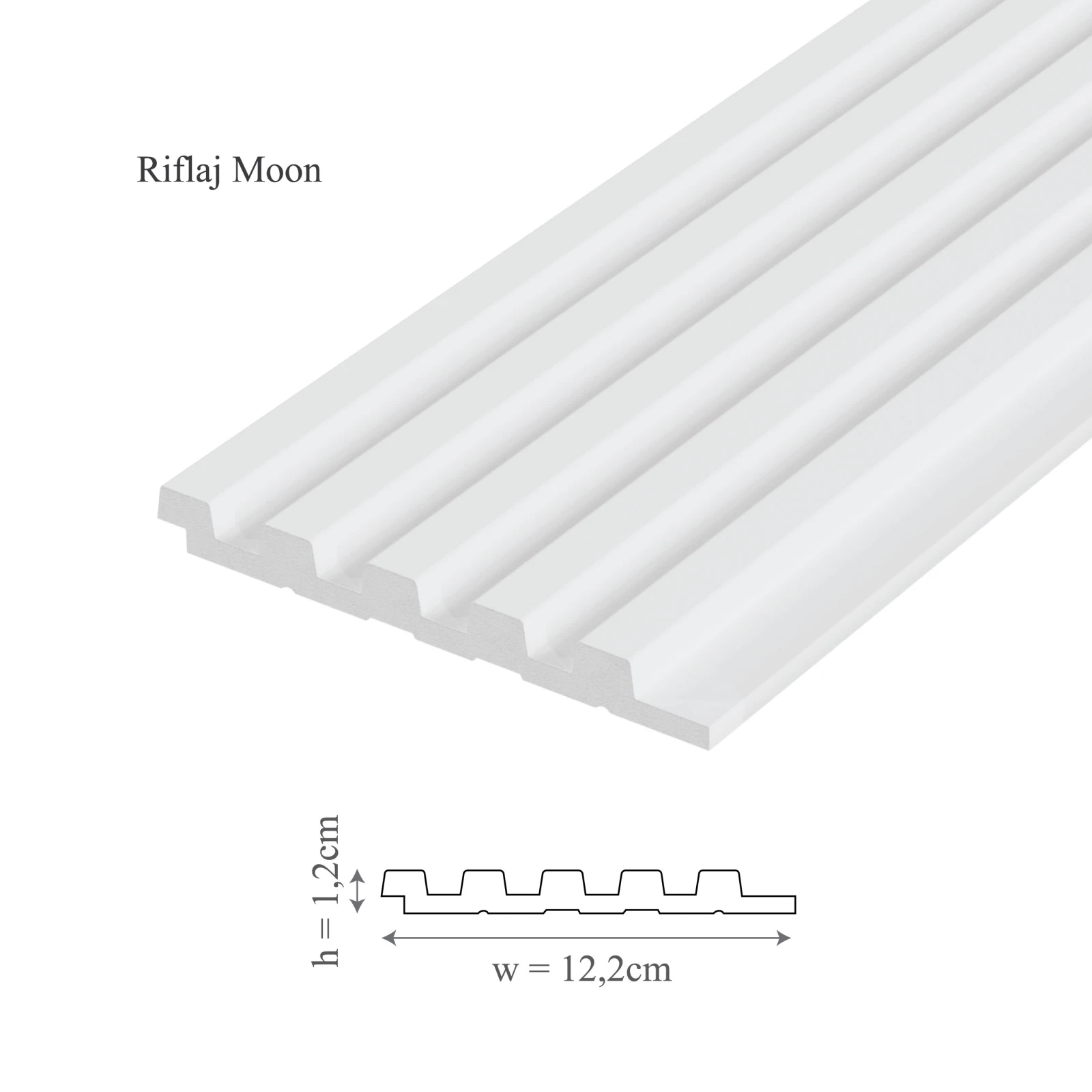Panou riflaj decorativ 3D din polimer rigid, model Moon - 12.2x1.2x270 cm